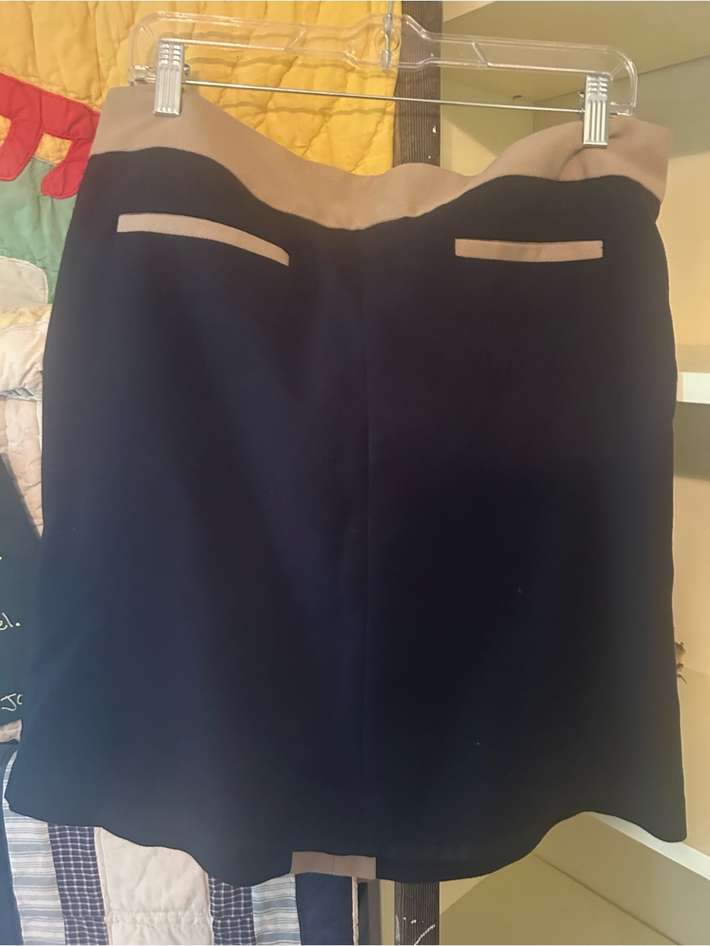Worthington Navy Mini Skirt with Tan Trim